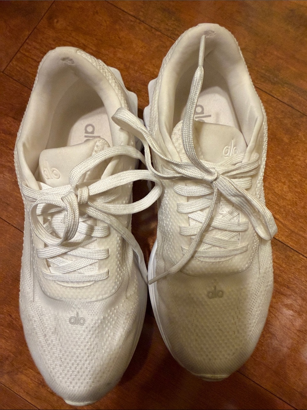ALO Yoga Women's Off-White Knit Lace-Up Sneakers